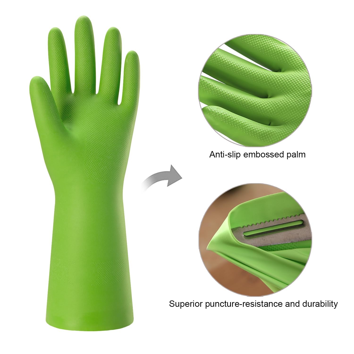 Bamllum Rubber Cleaning Gloves for Kitchen – 4 Large, Blue+green+red+orange