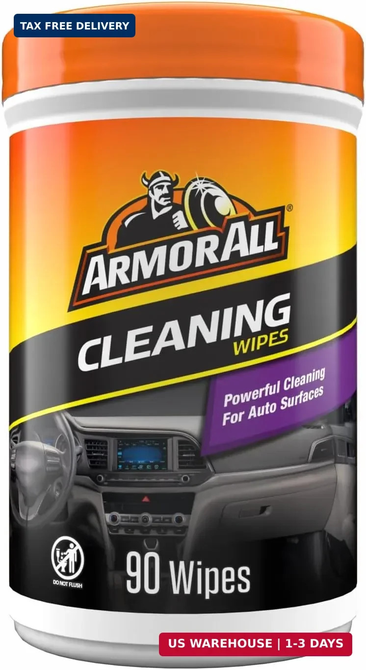 Armor All Car Cleaning Wipes, Wipes for Car Interior and Car Exterior, 90 Wipes