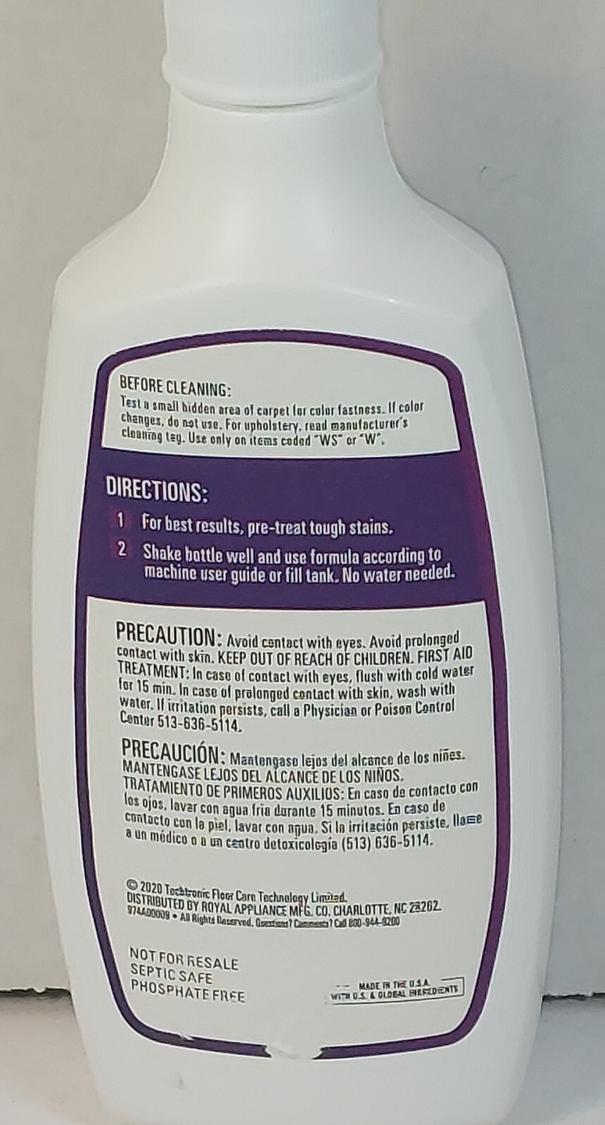 Hoover Paws & Claws Spot Clean Carpet Cleaning Formula Premix 6oz Cotton Breeze
