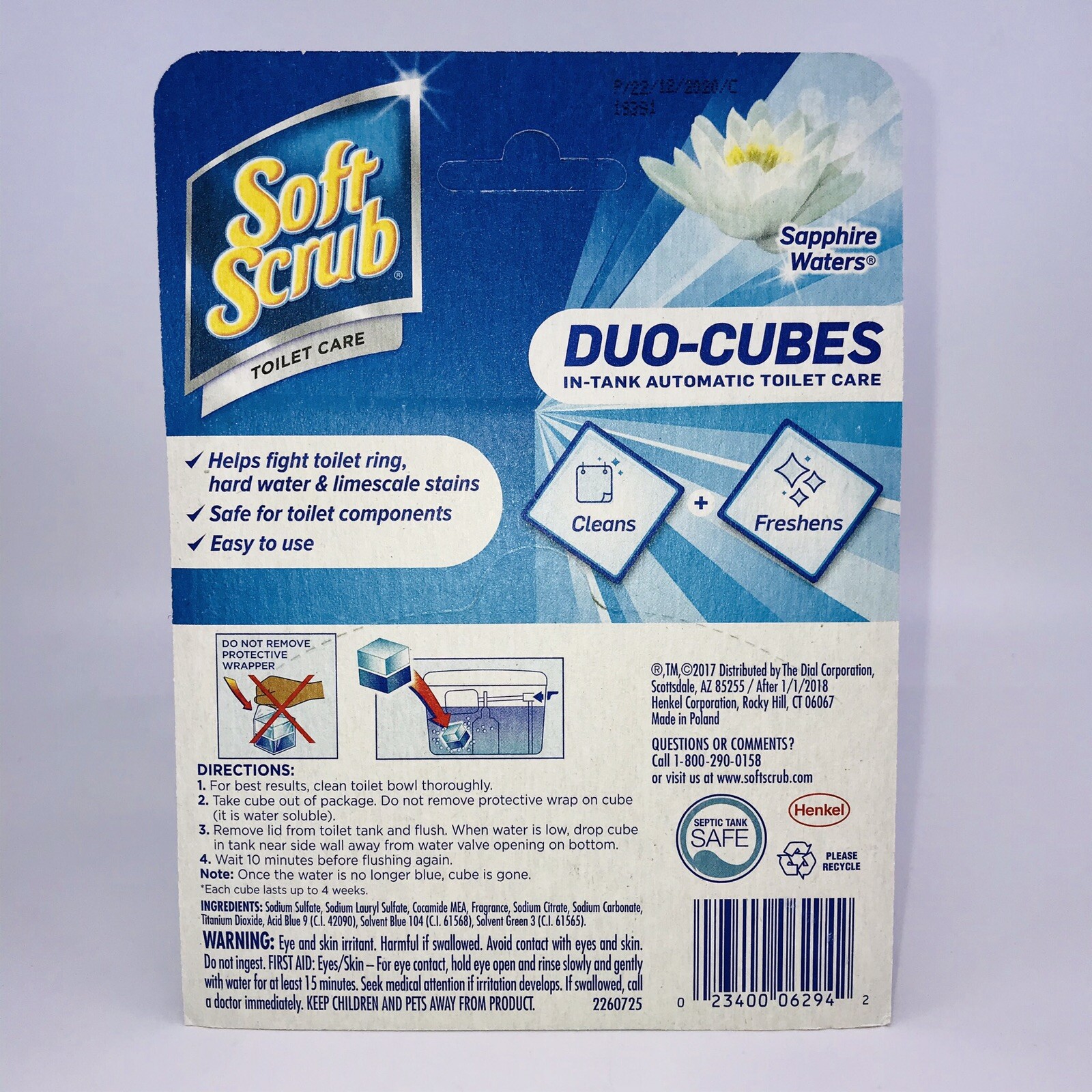 5 Soft Scrub Duo-Cubes Sapphire Waters In-Tank Automatic Toilet Cleaner 4 Count