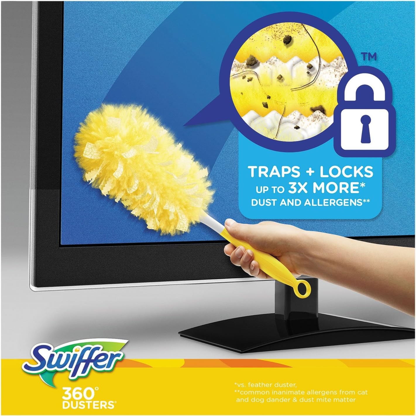 Swiffer 21620CT 360 Dusters Refill, Dust Lock Fiber, Yellow, 6/Box, 4 Box/Carton