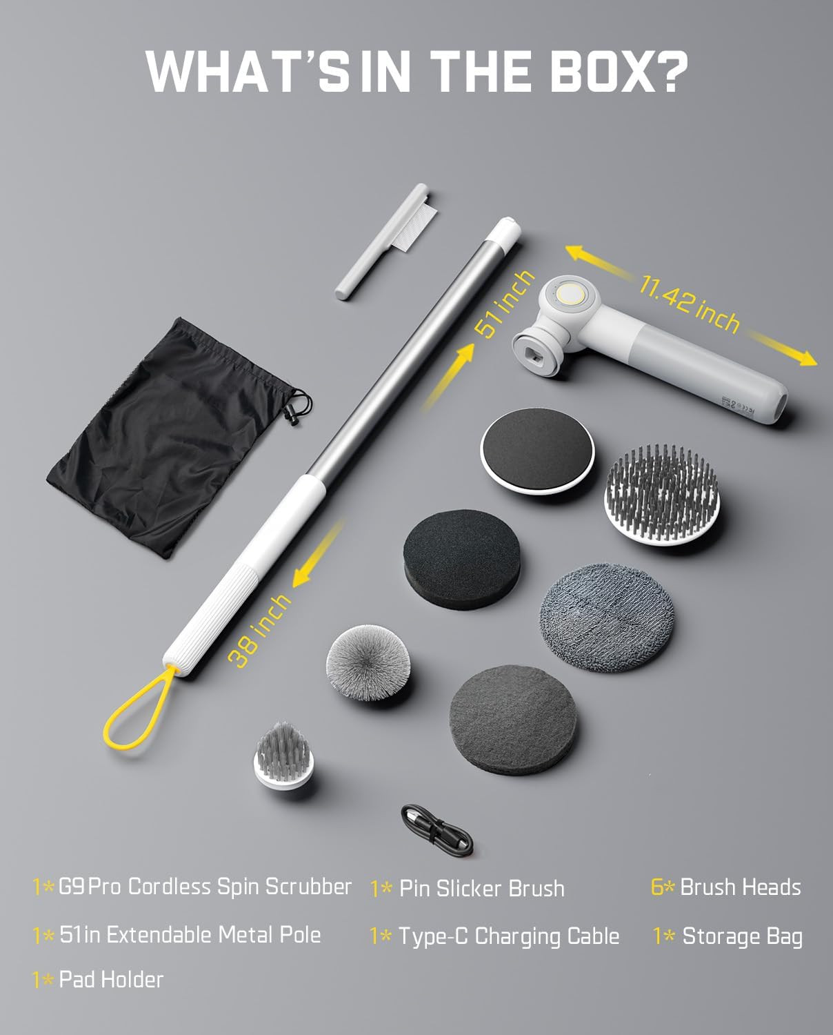 Flip G9 Pro Electric Scrubber – Dual-Speed, 6 Brush Heads, IPX7 Waterproof