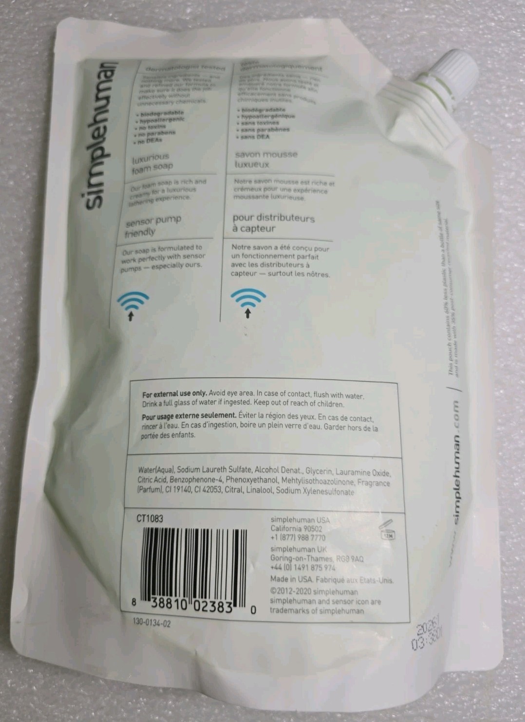 simplehuman Liquid Foam Dish Soap MINT lime 28 fl. oz. (1L) Sealed New in Bag
