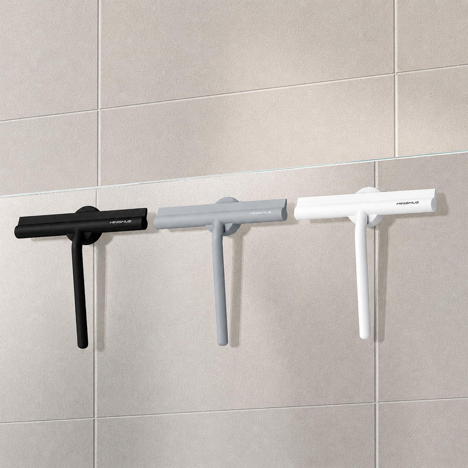 Shower Squeegee with Magnetic Hook – Silicone Window Wiper with Adhesive Wall…