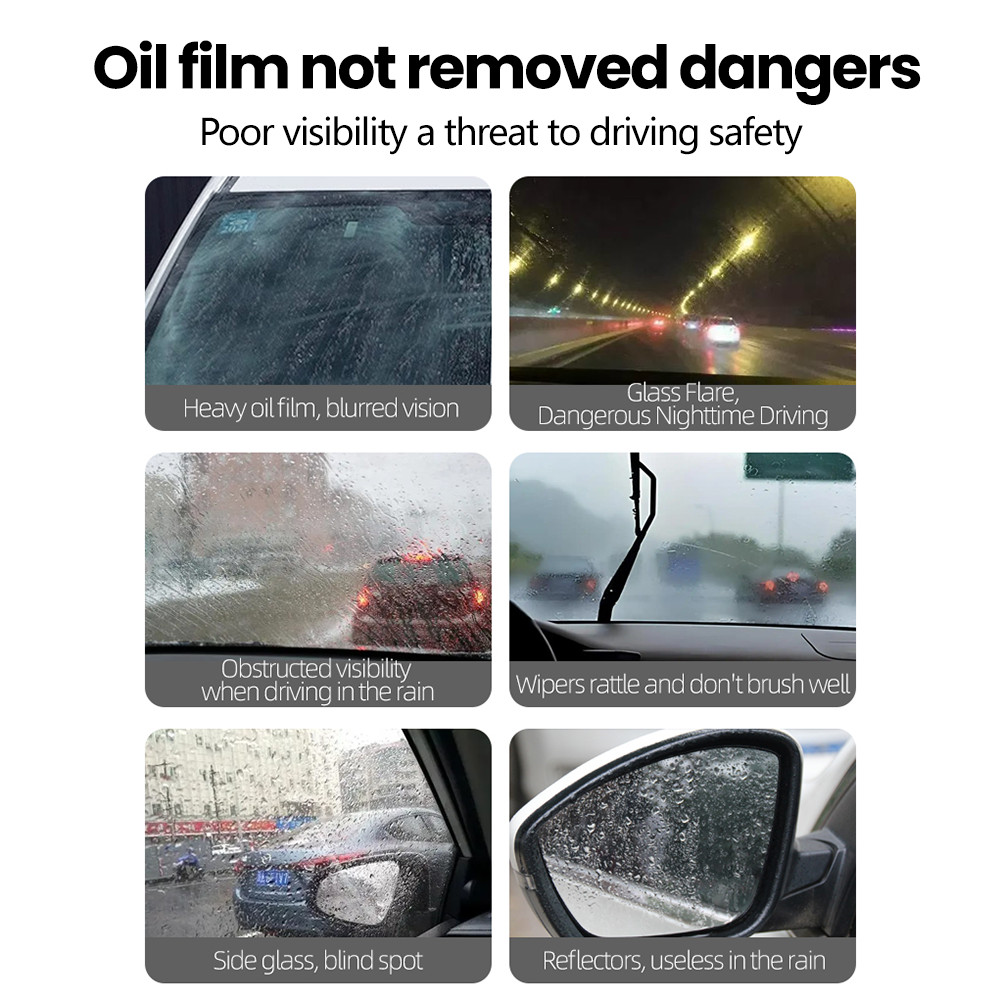 180ml Automotive Cleaner Oil Film Remover Cleaning Brush for Car Window Glass US