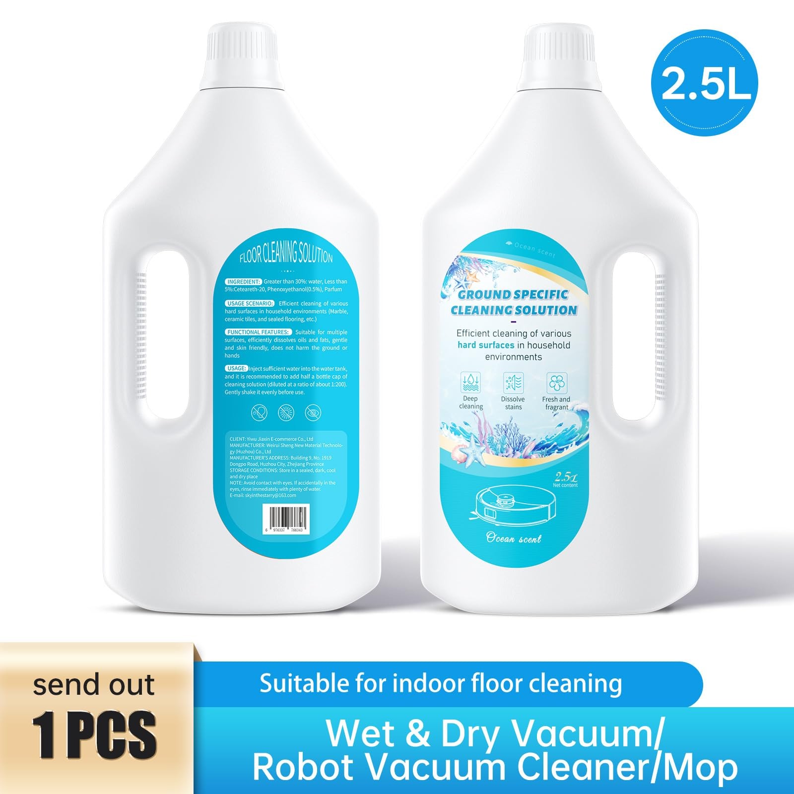 2.5L Fresh Ocean Floor Cleaning Solution suitable with Robot Vacuum