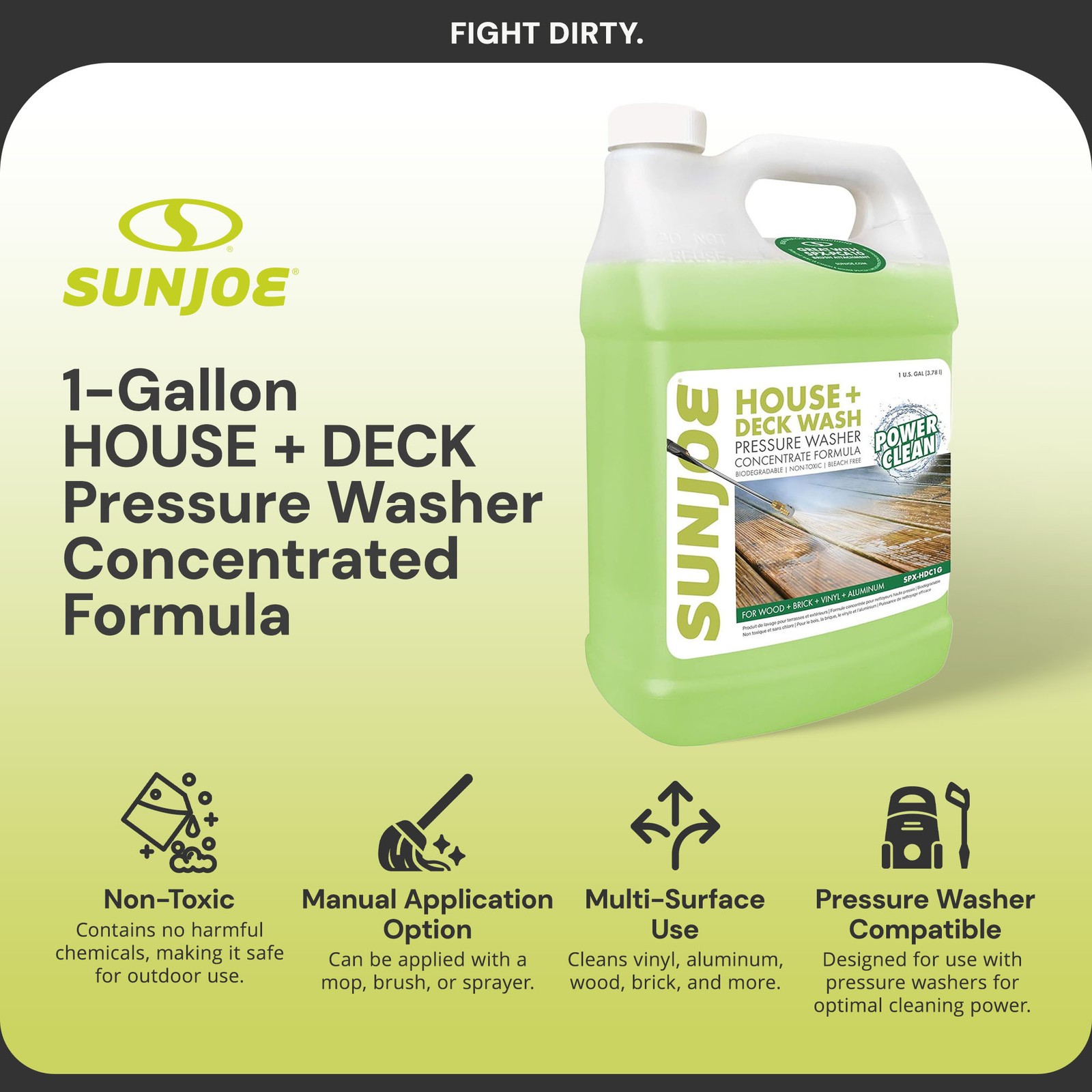 Sun Joe House and Deck All-Purpose Pressure Washer Concentrated Cleaner, HDC1G