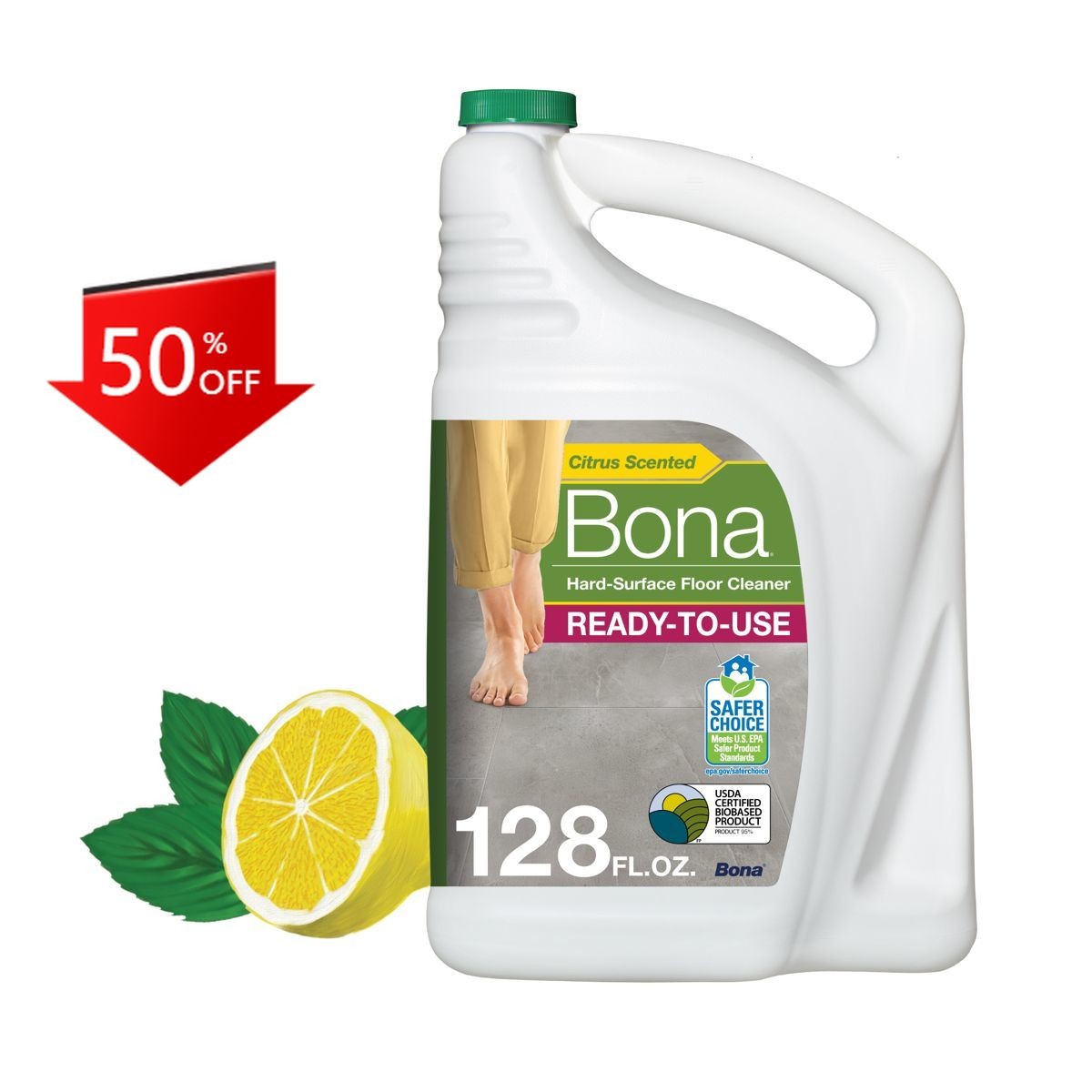 Bona Lemon Mint Cleaning Products Multi-Surface Cleaner Spray – 128 fl oz