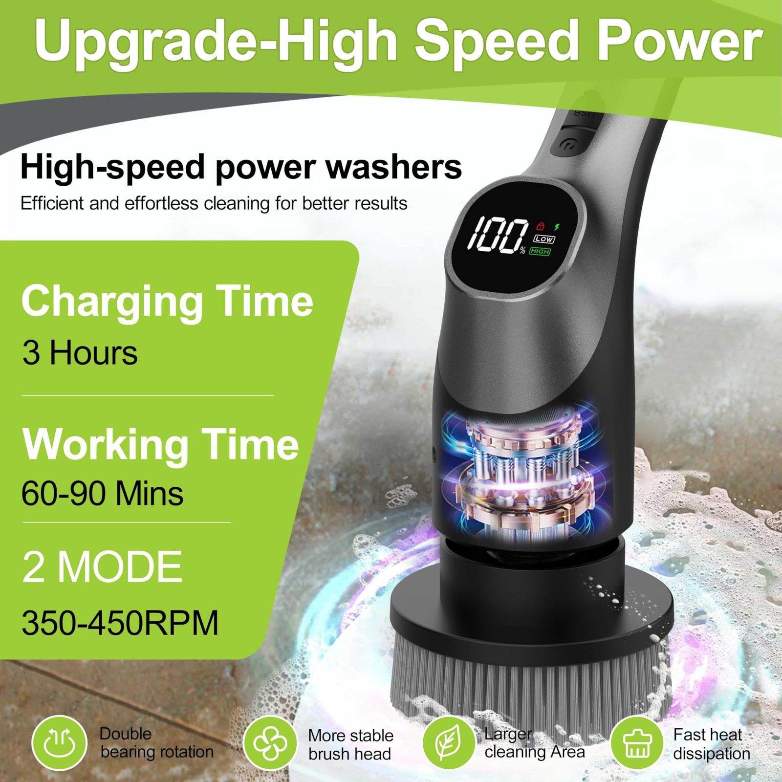 -Electric Spin Scrubber – 10-in-1 Cordless Shower Scrubber & Cleaning Brush w…