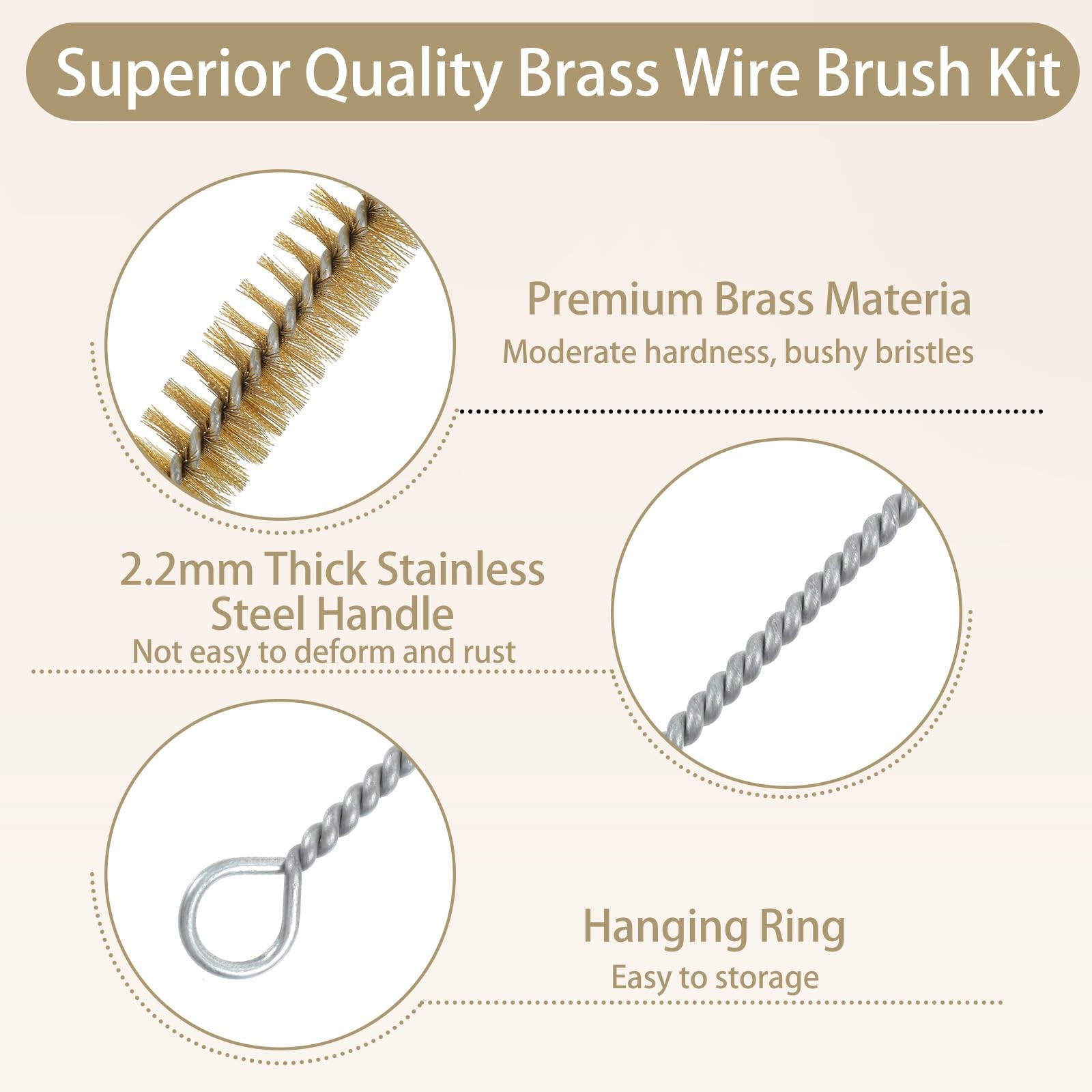7-Pieces Brass Wire Bottle Brush Brass Pipe Cleaner, 12 Inch Long Wire Brushe…