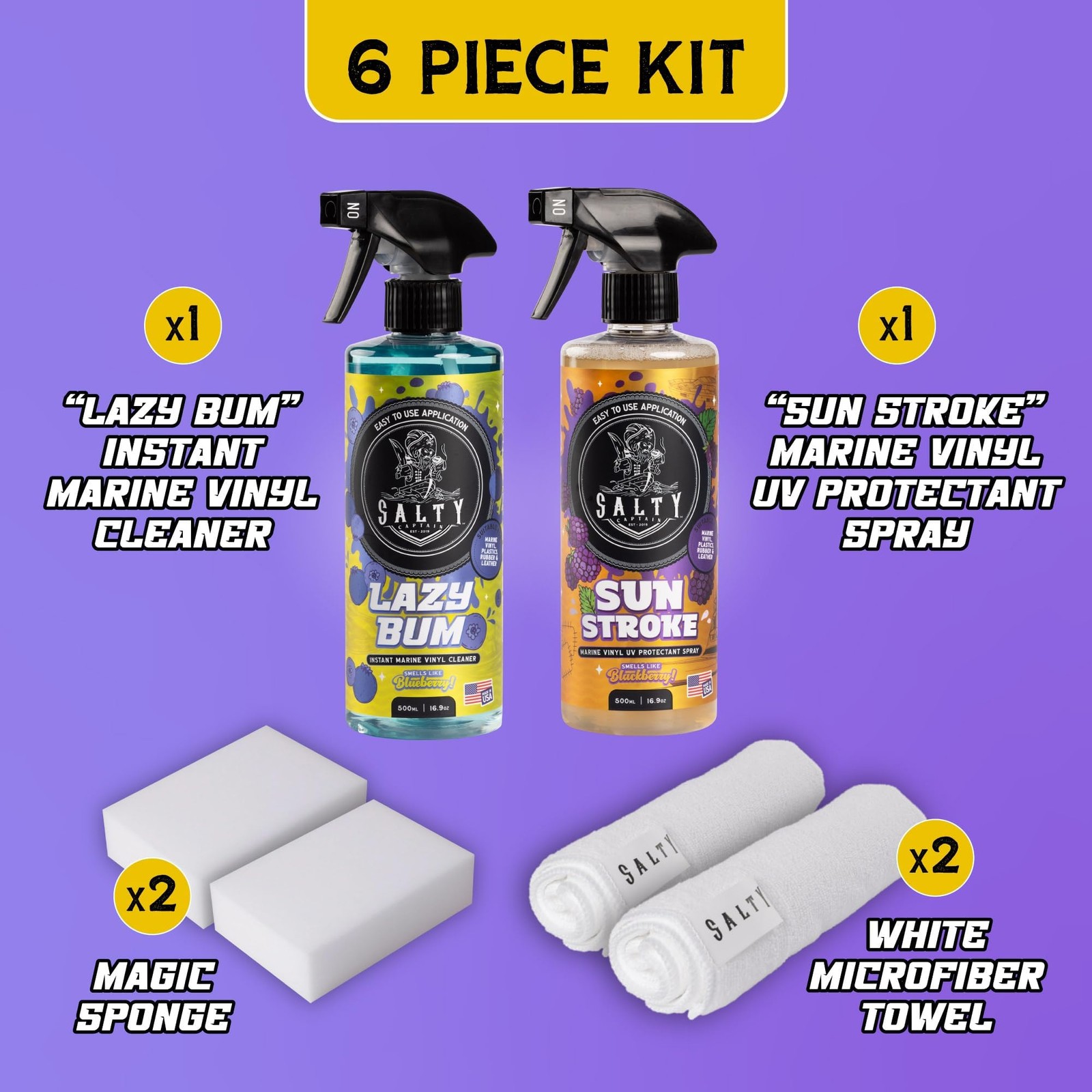 Salty Captain Sweet Seats Kit – Boat Upholstery Cleaner and Protectant Kit wi…