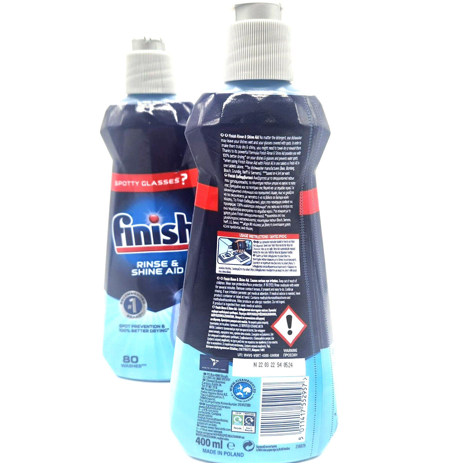 Finish Jet-Dry Rinse Aid Liquid Dishwasher Cleaner 13.5oz – 2 Bottles