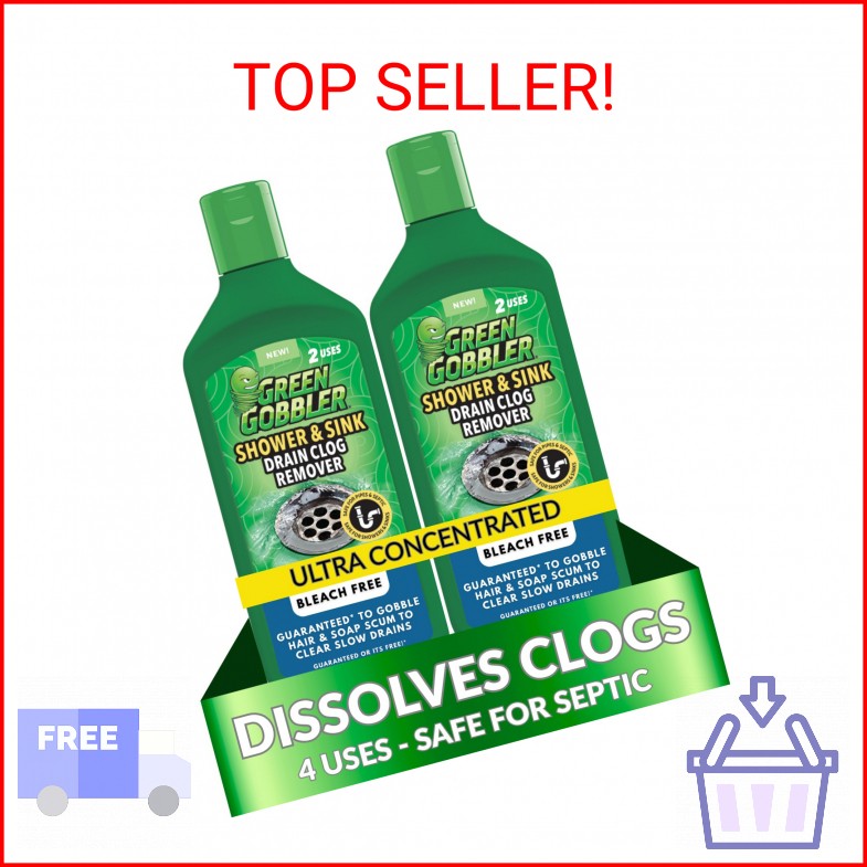 Green Gobbler Ultra Concentrated Drain Clog Remover & Cleaner | Powerful Hair, G