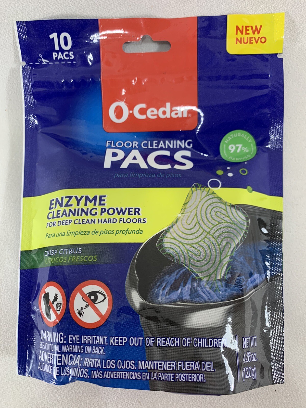 4 Packs NEW O-Cedar PACS Hard Floor Cleaner, Crisp Citrus Scent (10-Count ea=40)