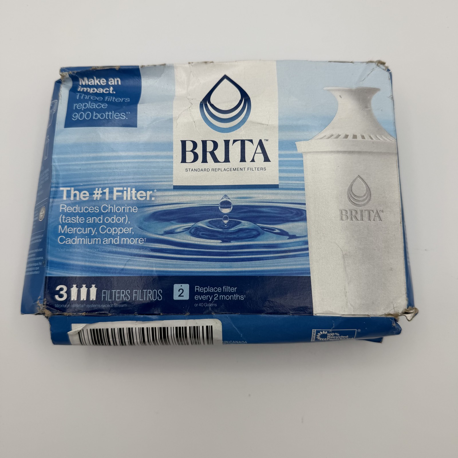 BRITA Standard Water Filter Cartridges – 3-Pack – Reduces Chlorine, Mercury