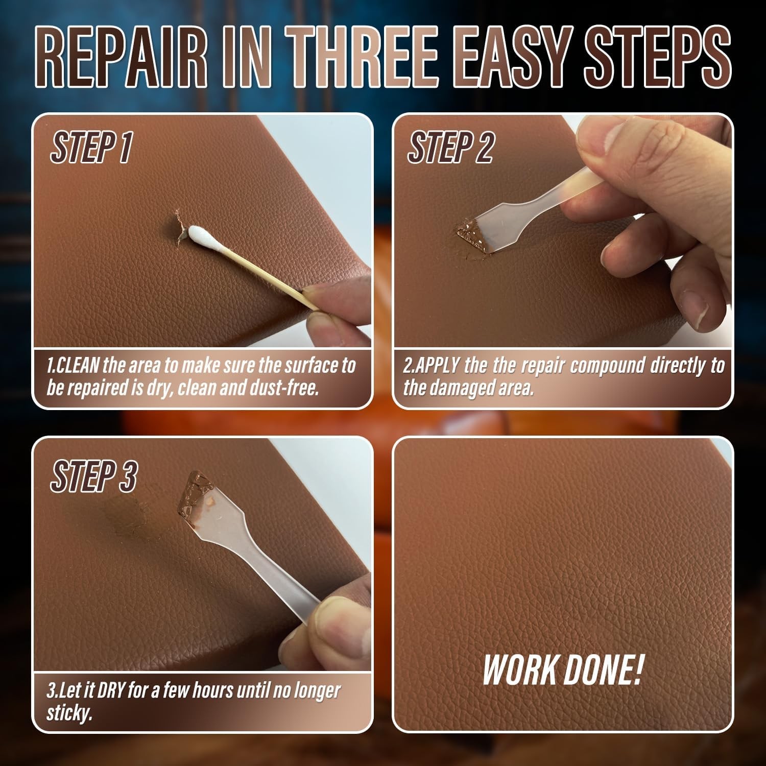 Repair Kit for Furniture, Sofa, Jacket, Car Seats and Purse. Vinyl Repair Kit. S