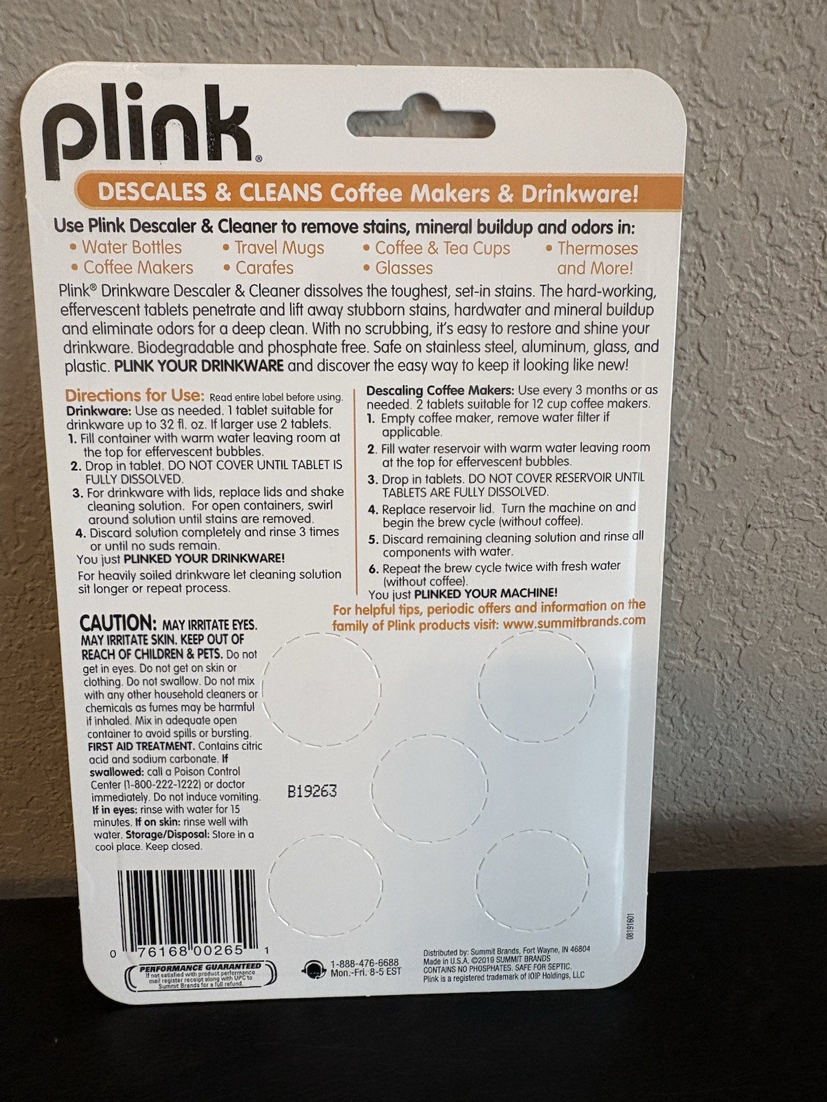 Plink Tabs Drinkware Descaler & Cleaner! 5 Tab Pack New! For Coffee Makers, Mugs