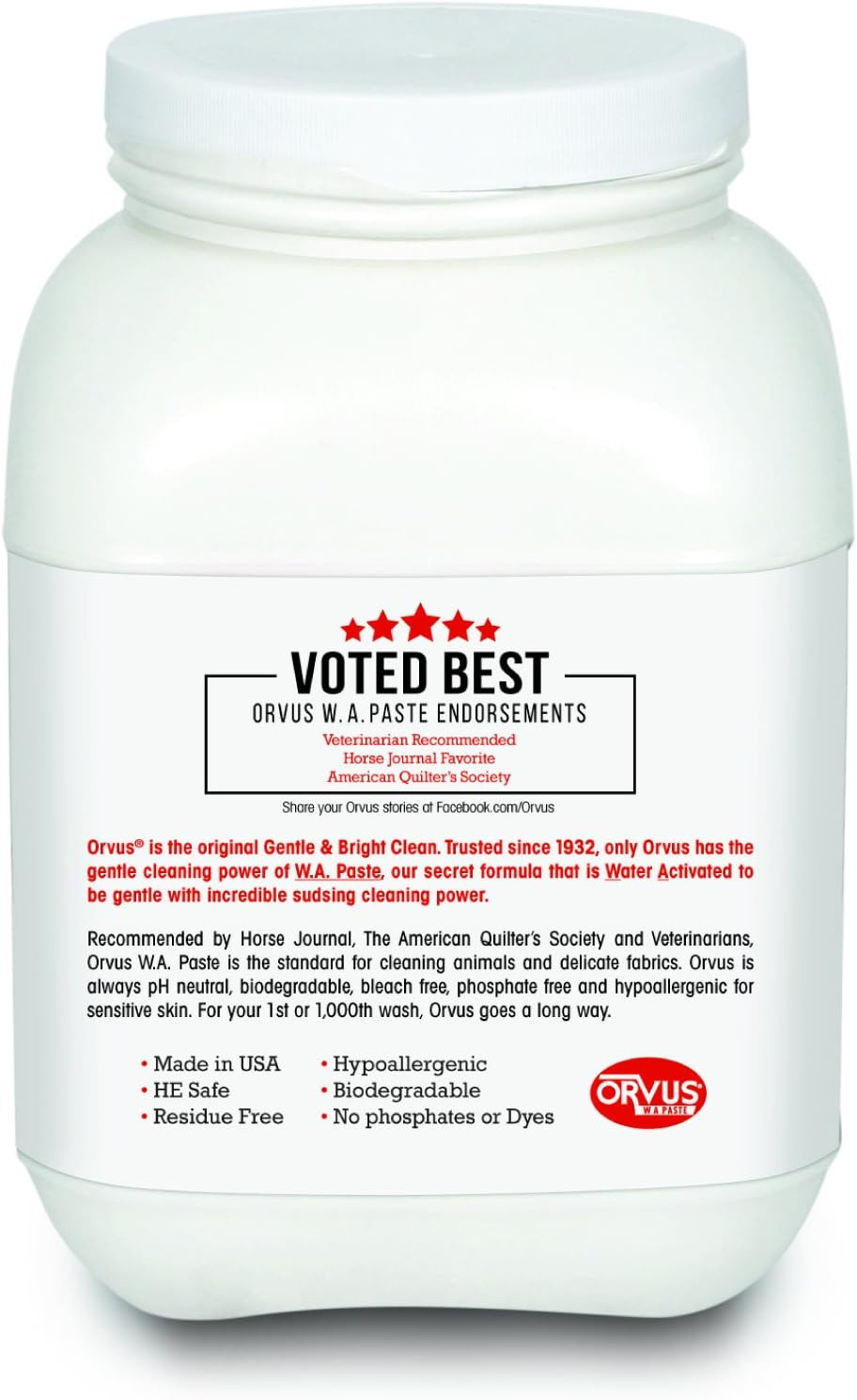 WA Paste Cleaner – 120Oz.- Horse, Livestock and Dog Shampoo – Quilt, Fine Linen