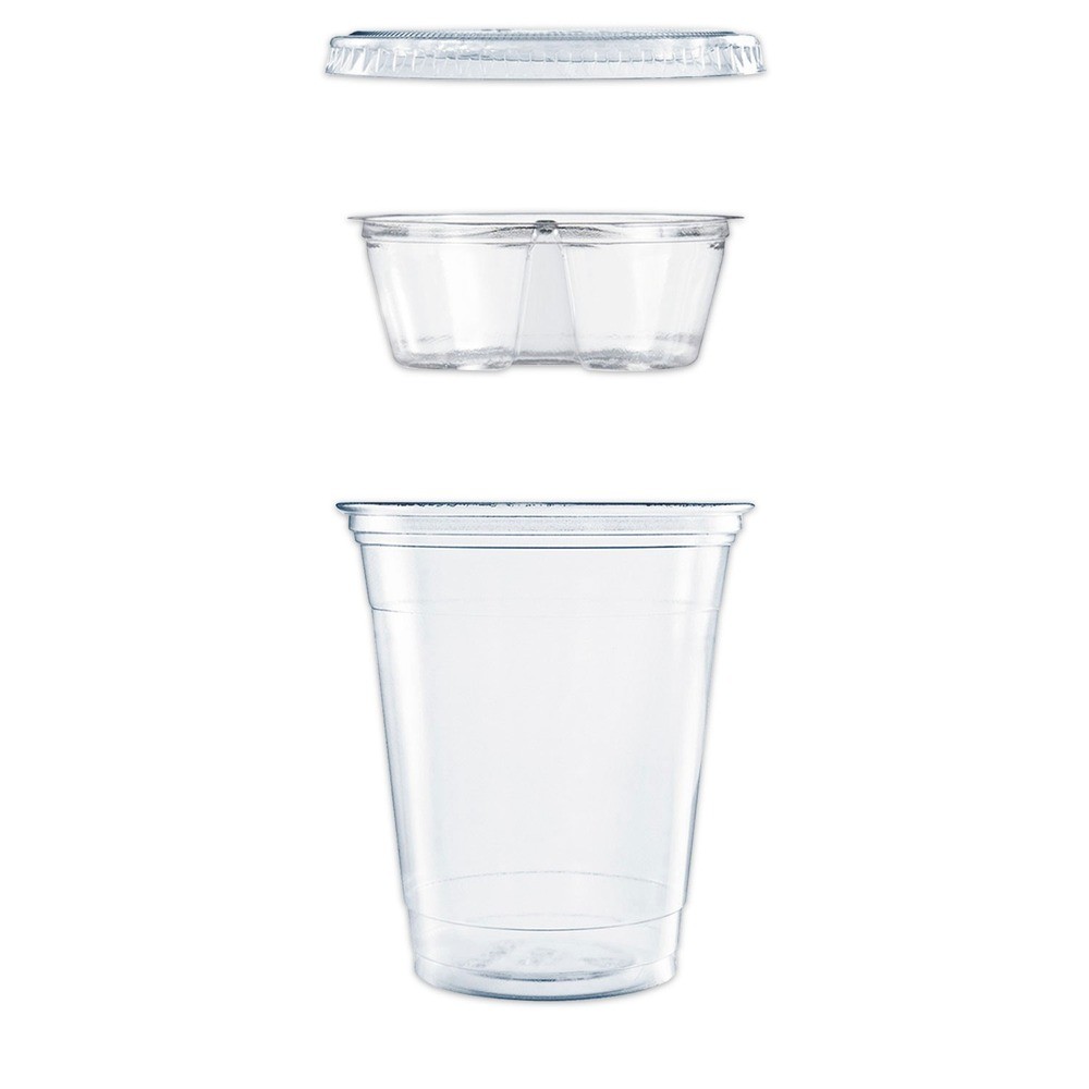 Dart PF35C1CP 12 oz Plastic PET Grab n Go Kit Combo w/ Insert – Clear 500/CT New