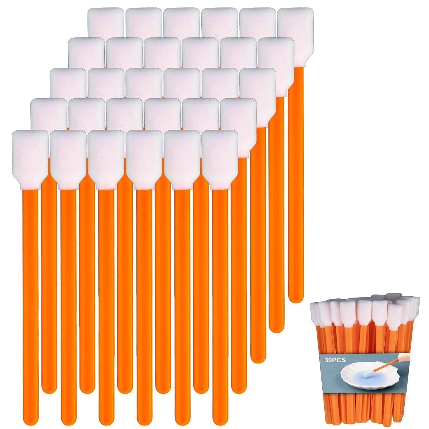 30 PCS Foam Cleaning Swabs – Versatile Applicator for Lenses & Detailing