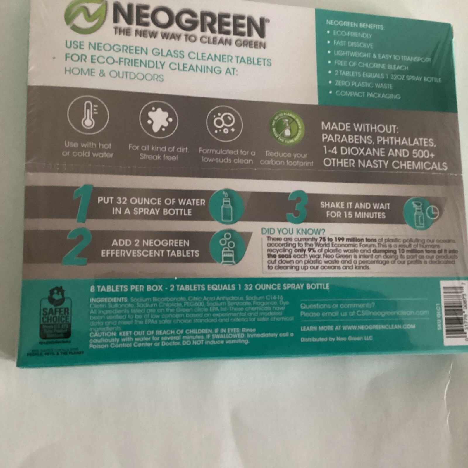 ~BUNDLE OF 3pks~ NEOGREEN HEAVY DUTY GLASS CLEANER TABLETS MAKES 12 32oz Bottles
