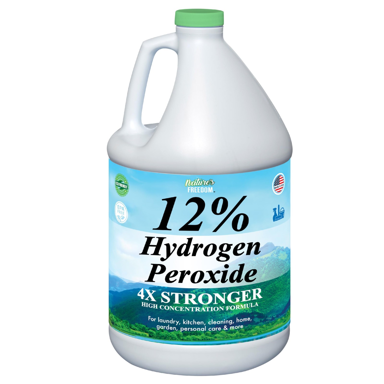 12% Hydrogen Peroxide, Food Grade H2O2 and Purified Water Only, 1 Gallon Solu…