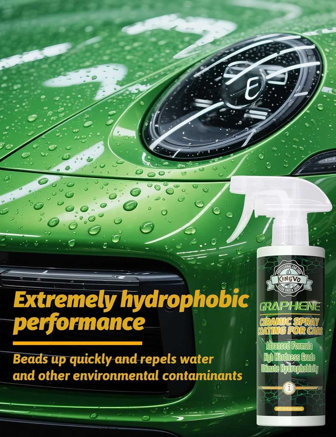 Kingvo Ceramic Coating for Cars, Car Wax Spray Graphene Ceramic Coating Shine Gl