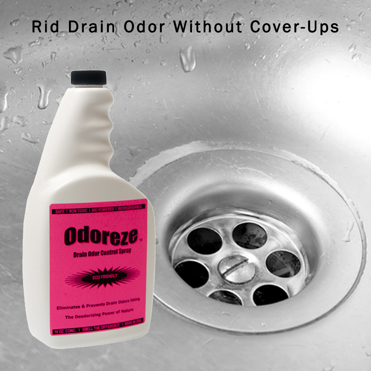 ODOREZE Natural Drain Smell Deodorizer: 32 oz. Concentrate Makes 128 Gallons