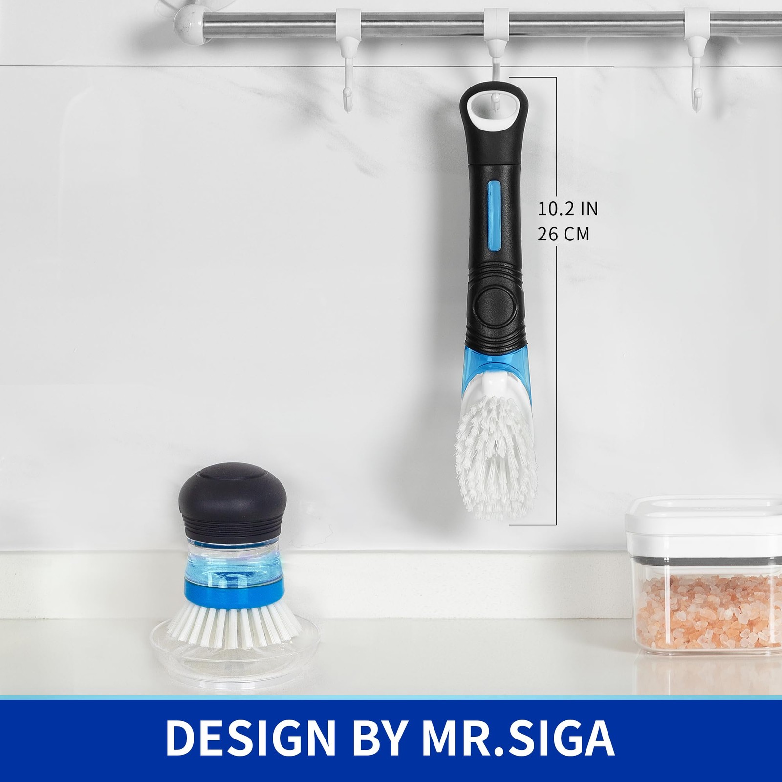 Soap Dispensing Dish Brush, Kitchen Brush for Pot Pan Sink Cleaning