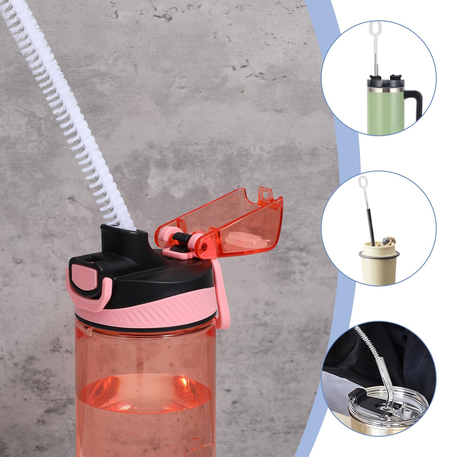 Shimmeroo 4Pcs Long Straw Cleaner Brush, 10.2In Extra Long Straw Tube Brush