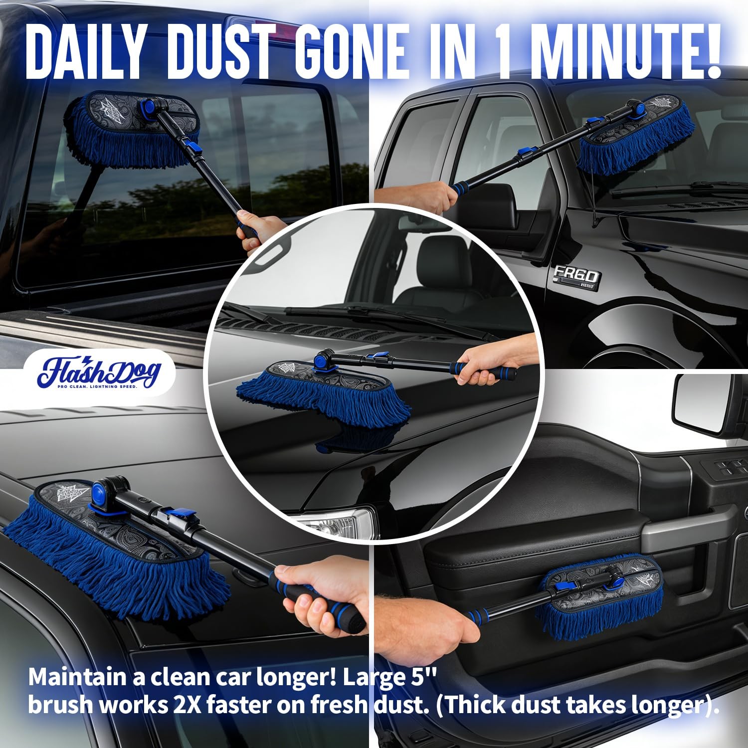 Car Duster Exterior & Interior Duster Aluminum Alloy Extendable Handle and Wa…