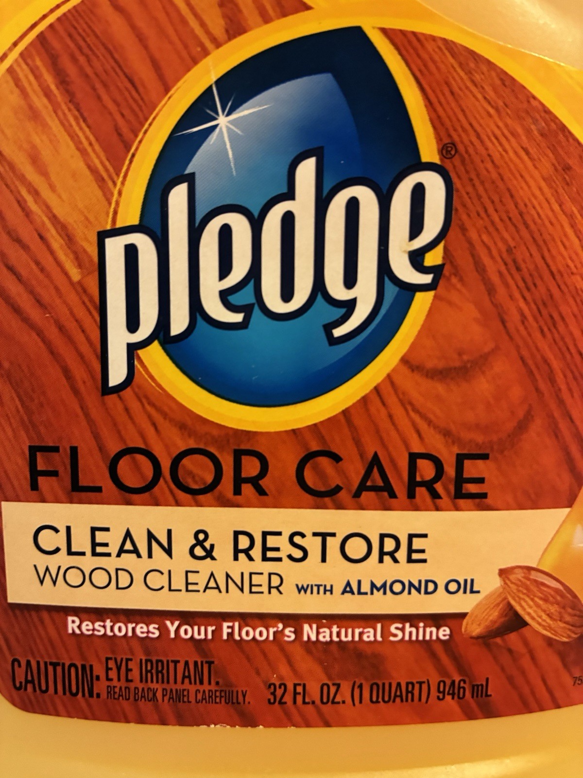 Pledge Floor Care Clean & Restore Wood Cleaner W/ Almond Oil Concentrated DISC
