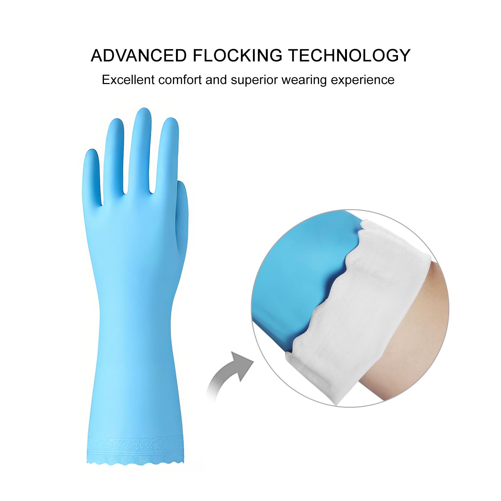 Bamllum Rubber Cleaning Gloves – 3 Pairs Latex Free Medium, Blue+pink+white