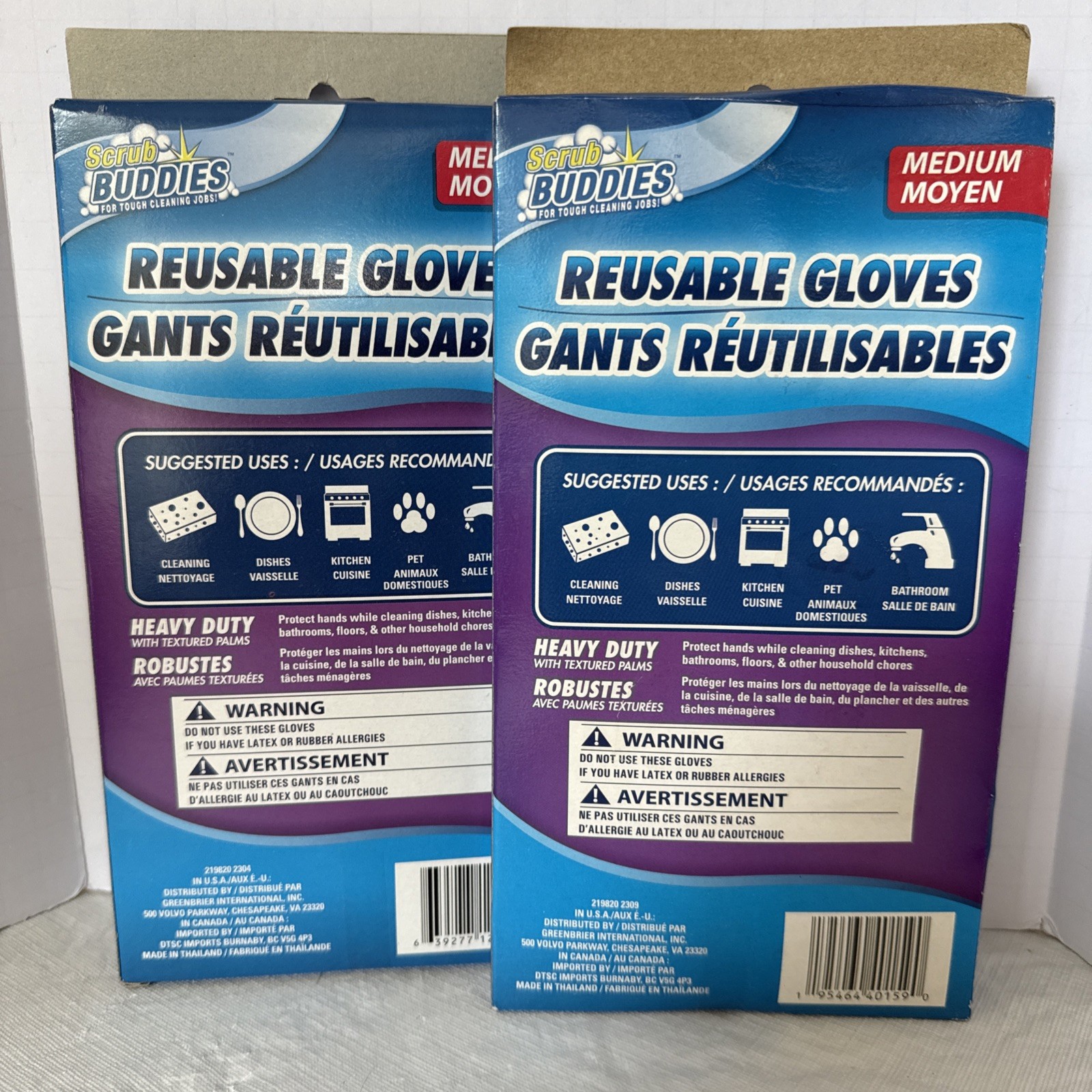 2 Pairs Clean Scrub Buddies Long-Cuff Reusable Medium Latex Gloves Blue Pink