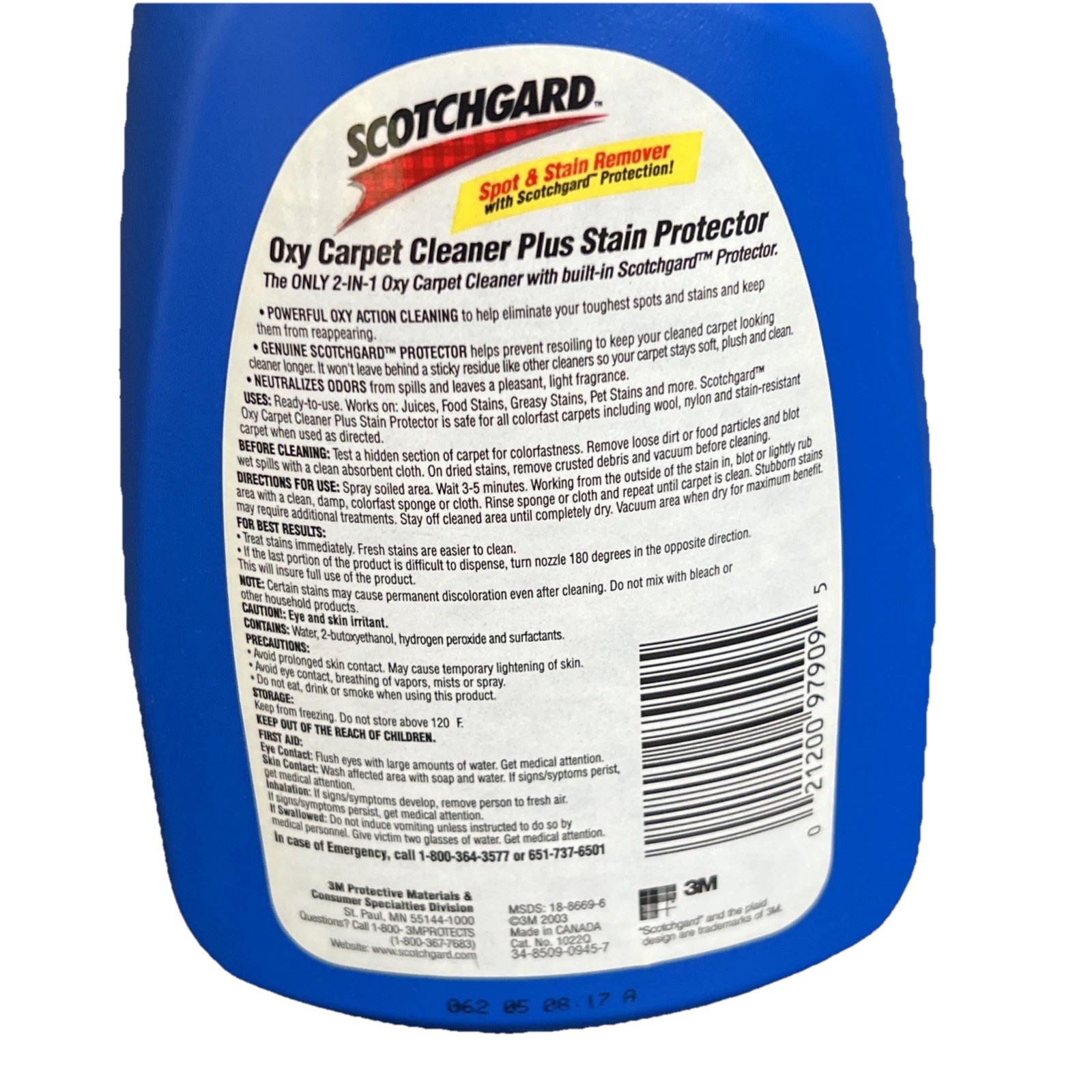 Scotchgard 3M Oxy Carpet Plus Spot & Stain Remover Protector ORIGINAL 32 Oz. HTF