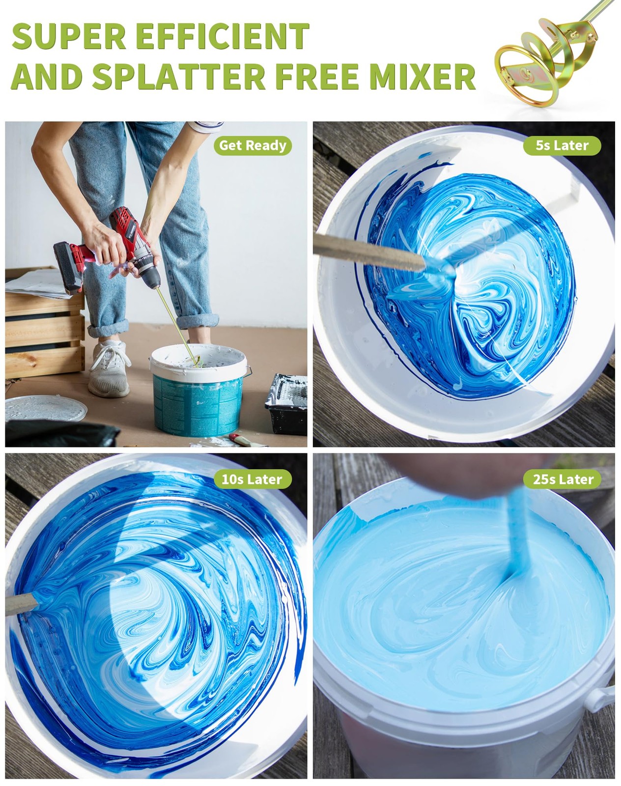 Paint Resin Epoxy Mixer for 1-5 Gallon Bucket Drill Paint Mixer Drill Attachment