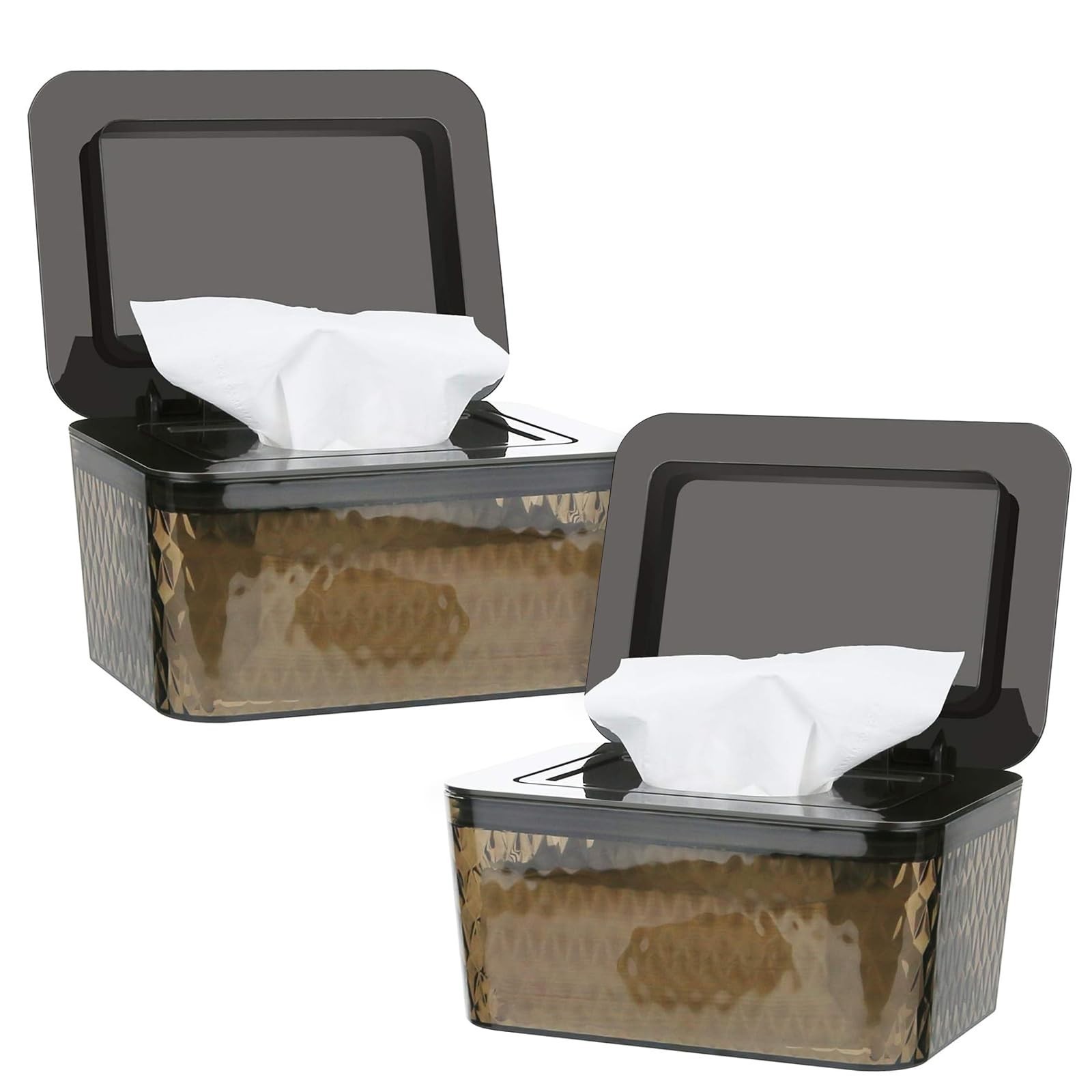 One-Handed Wipes Dispenser Holder for Baby & Adult, Seal Design, 2 Pack Brown