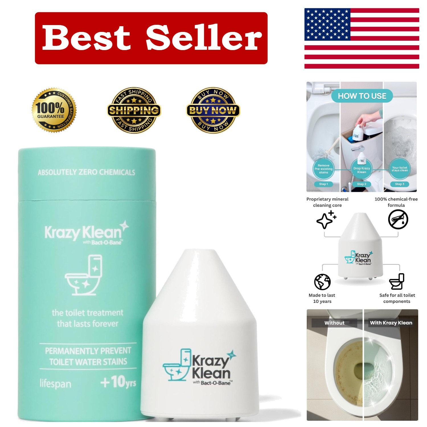 Chemical-Free Toilet Cleaner for Effortless Weekly Maintenance – 1 Capsule Pack