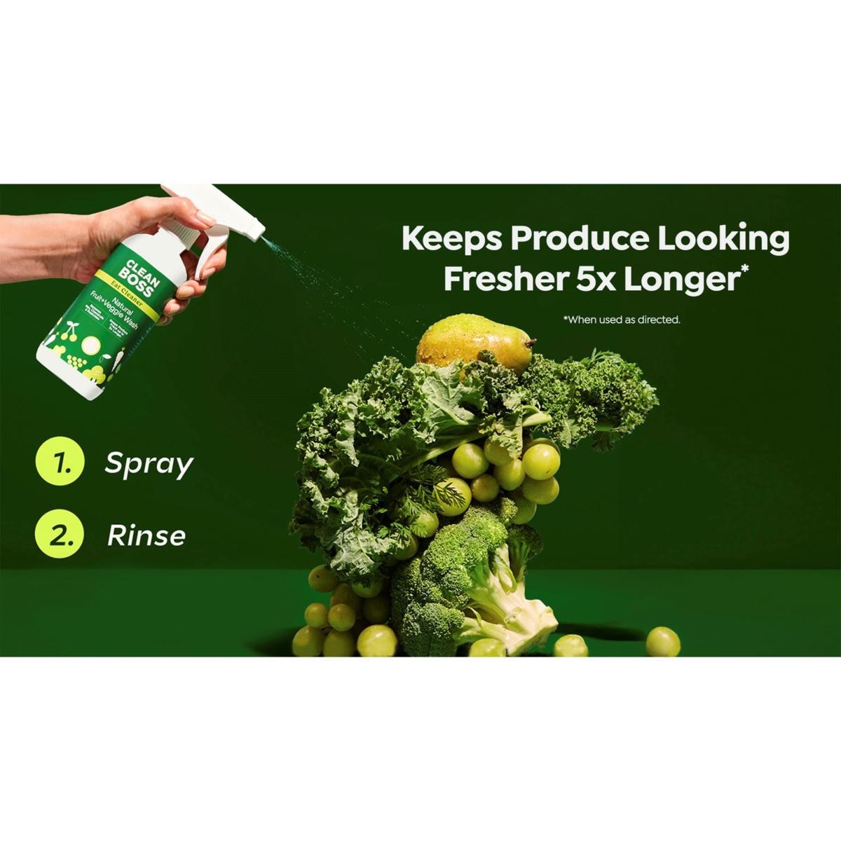 4 JOY Clean Boss Eat Cleaner Fruit & Veggie Natural Wash & Preserver pump, New