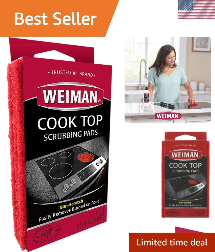 Reusable Non-Abrasive Pads – Effortlessly Remove Burned-On Food from Cooktops