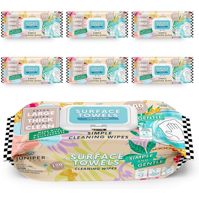 Biodegradable Multi-Surface Cleaning Wipes Hypoallergenic Lint-Free Extra Thick