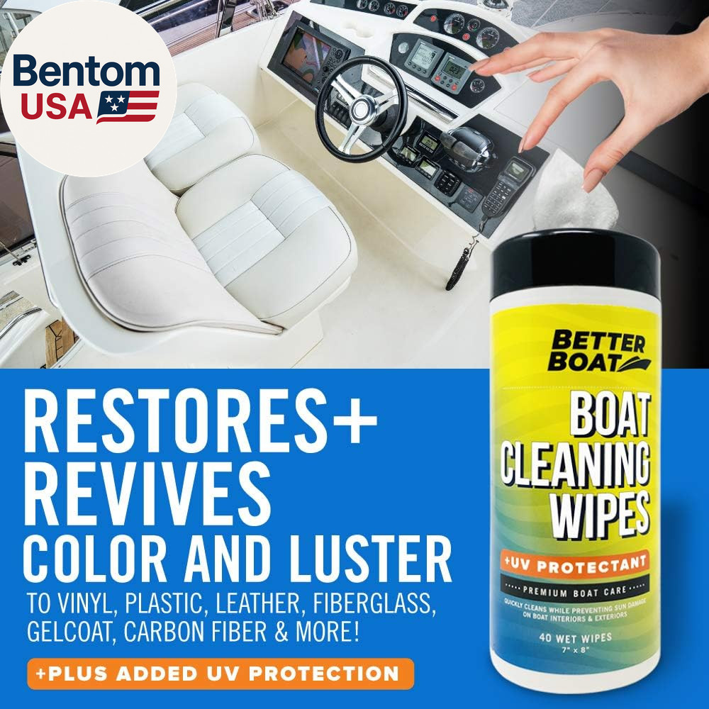 Boat Cleaner Wipes with UV Protection, Marine Vinyl Cleaner and Protectant, for
