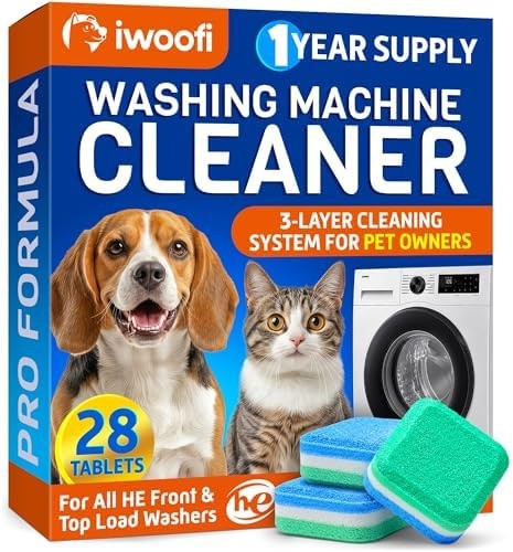 Washing Machine Cleaner Tablets for Pet Owners Pro – Front & Top Load HE Wash…