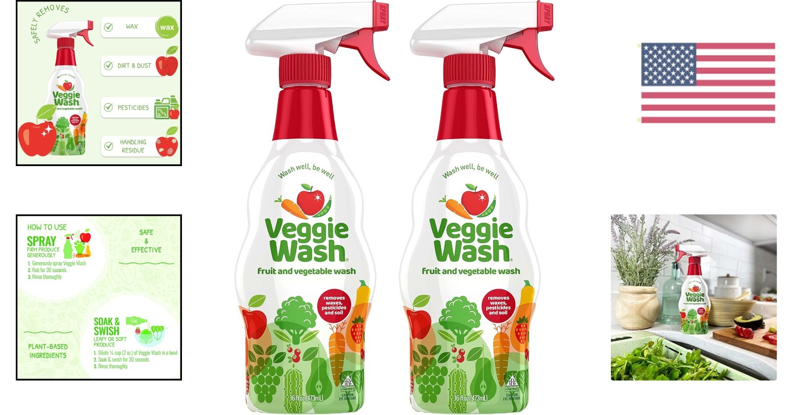 Eco-Friendly 16oz Fruit & Veggie Wash – Removes Wax & Contaminants Effortlessly