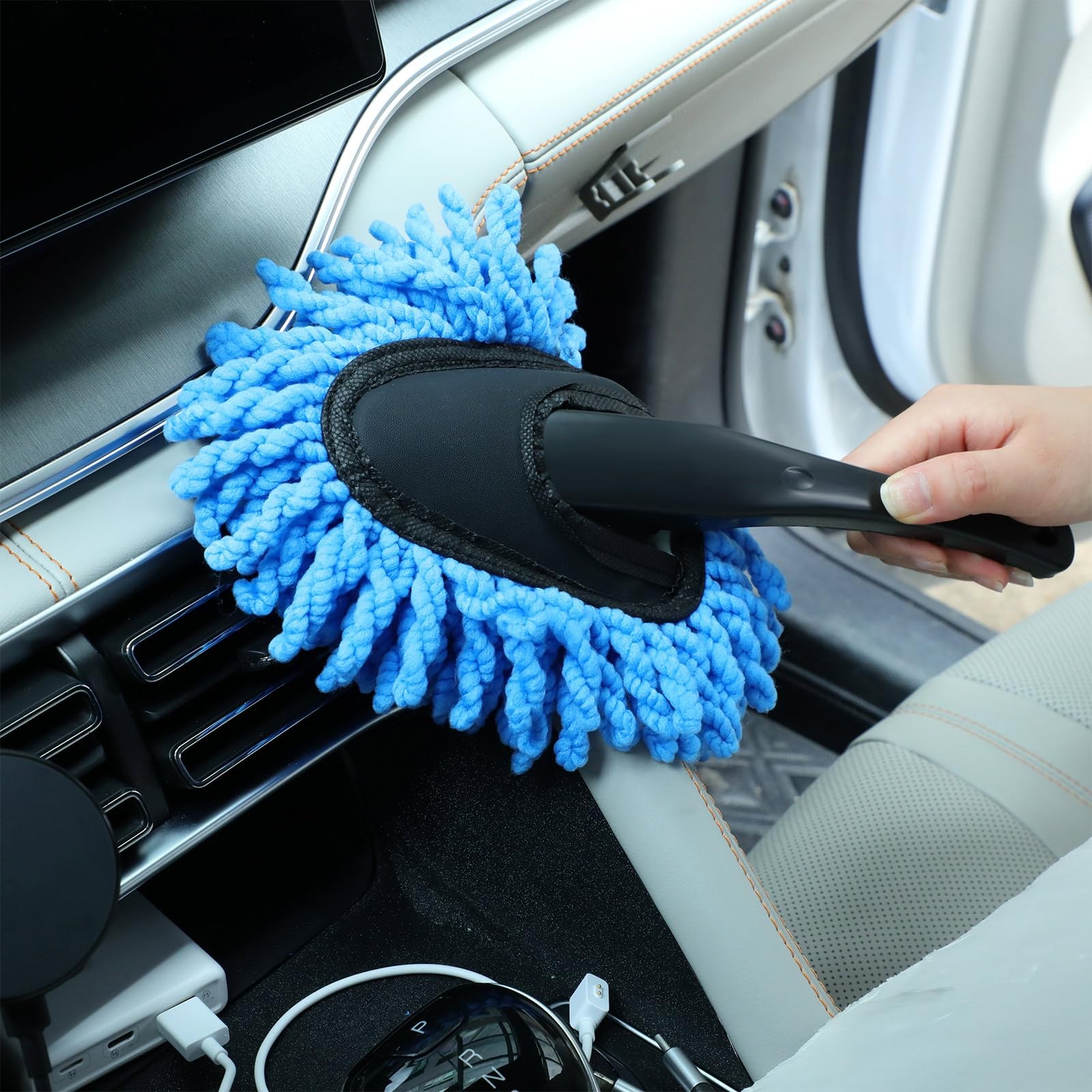 4 Pack Large Microfiber Car Duster with Extendable Handle for Interior Exterior