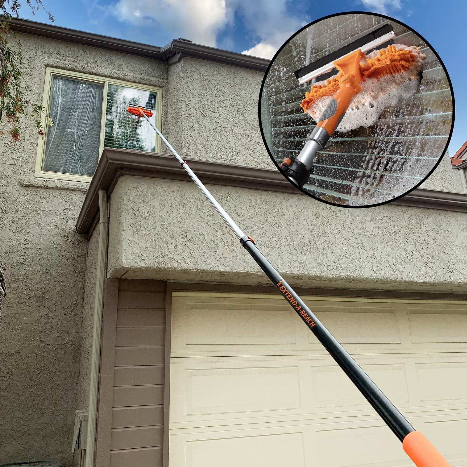 4-12 ft Window Washing Kit with Extension Pole (20+ Foot Reach) // Window Cle…