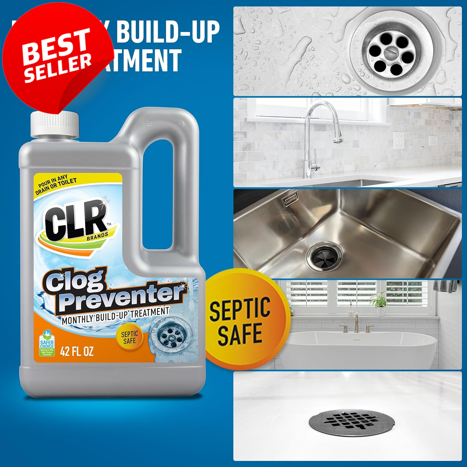 Drain Cleaner Clog Preventer 42oz Monthly Build Up Remover Septic Safe – US