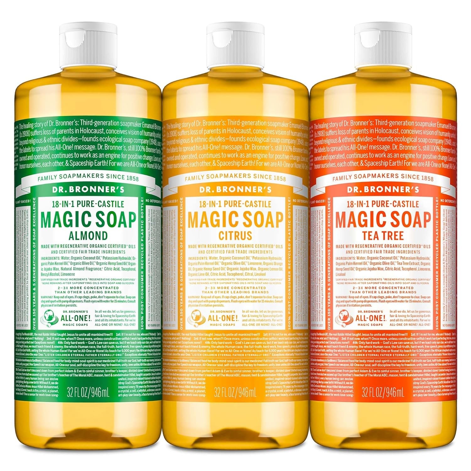 Dr. Bronner’s Pure-Castile Magic Liquid Soap ?C Made with Organic Oils 32 oz (3