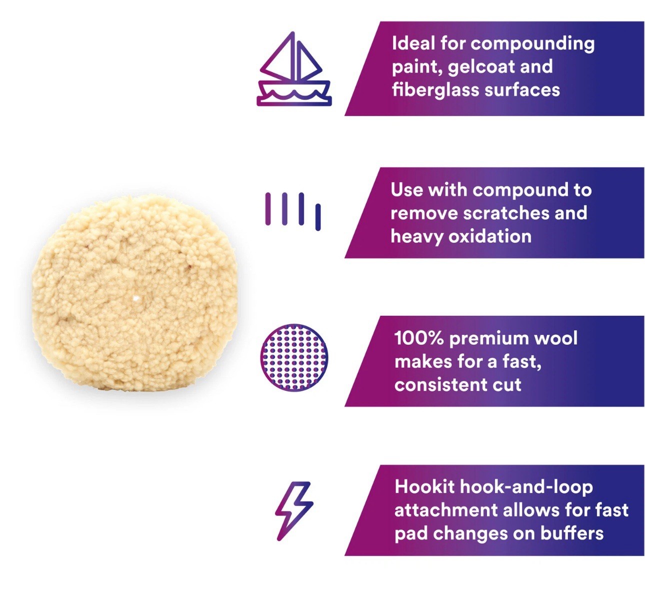 3M Perfect-It Wool Compound Pad, 05719, 9 in