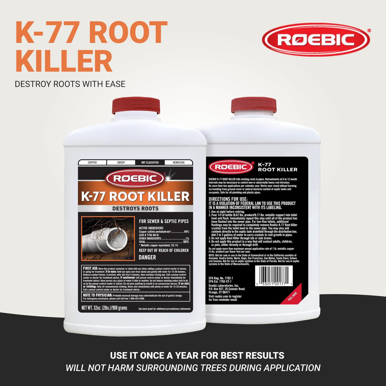 Roebic K 77 Granular Tree Root Killer Chemical Septic System Drain Field and